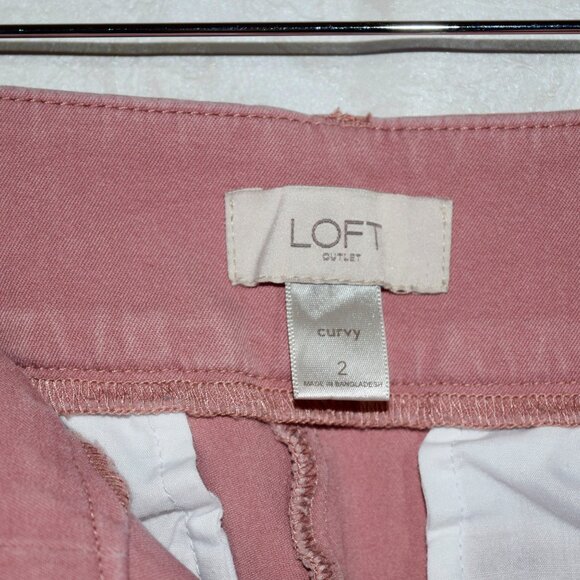 LOFT Dusty Rose Pink Original Crop Chino Pants Women's Size 2 Stretch - Picture 5 of 5